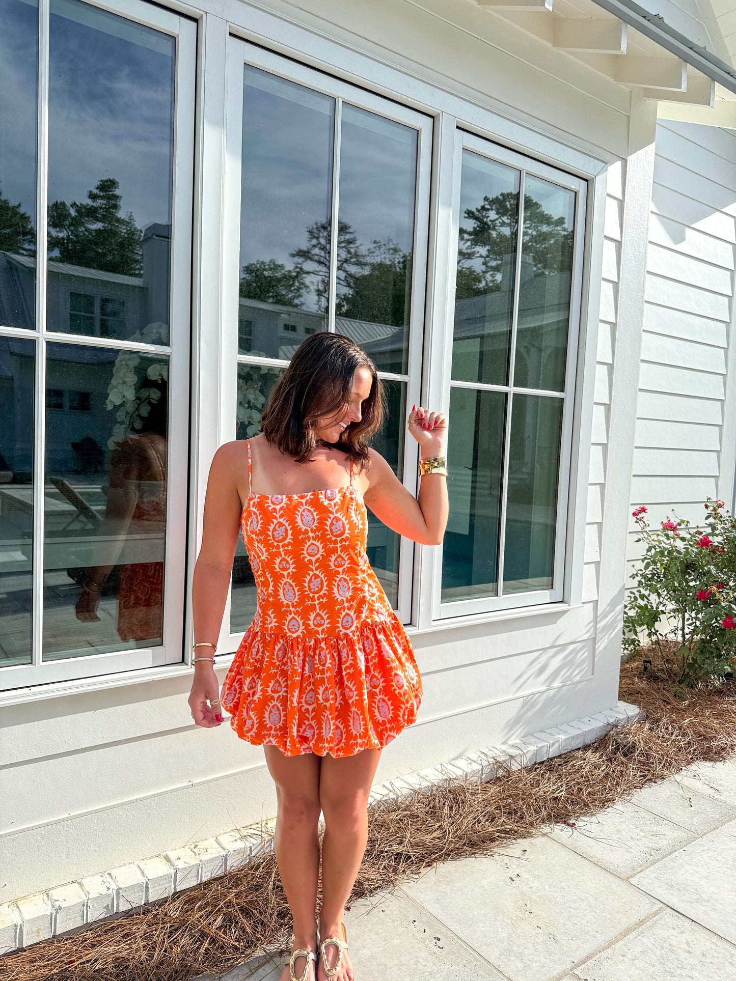 Wish it Was You Dress- Orange Multi
