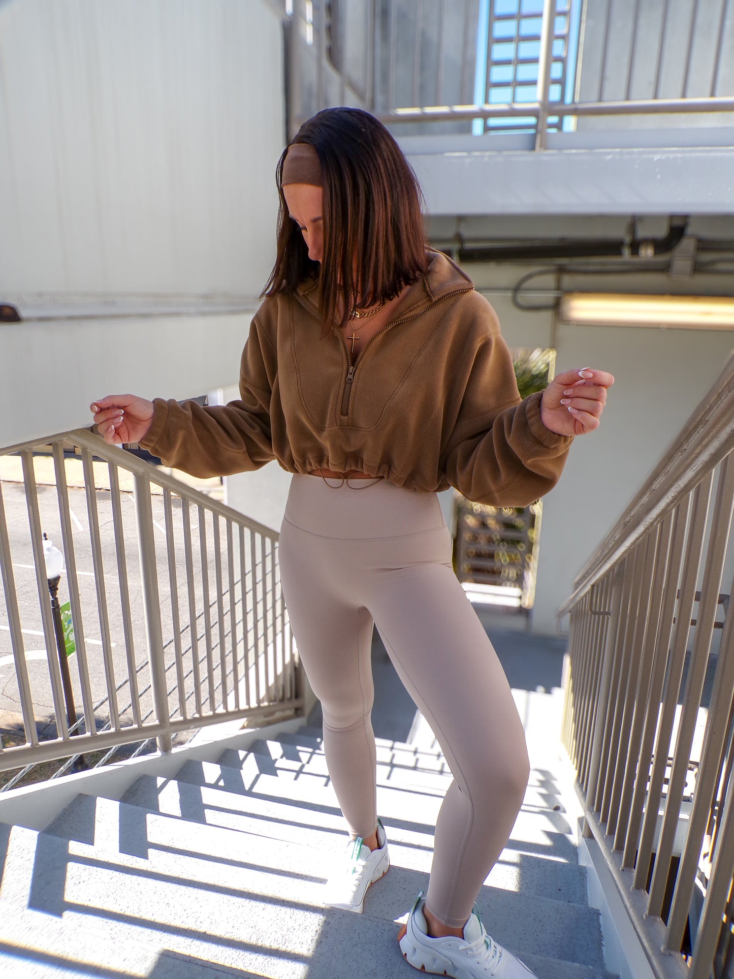 Half Zip Sweatshirt- Brown