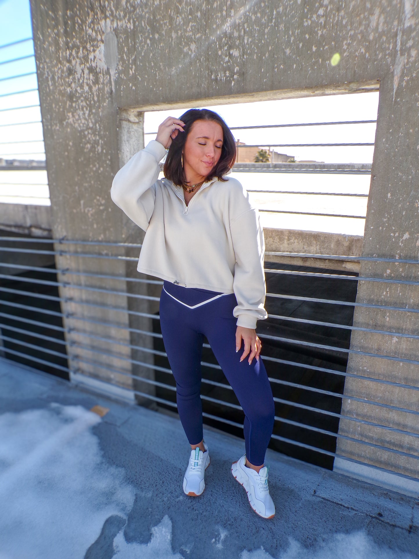 Half Zip Pullover- Cream