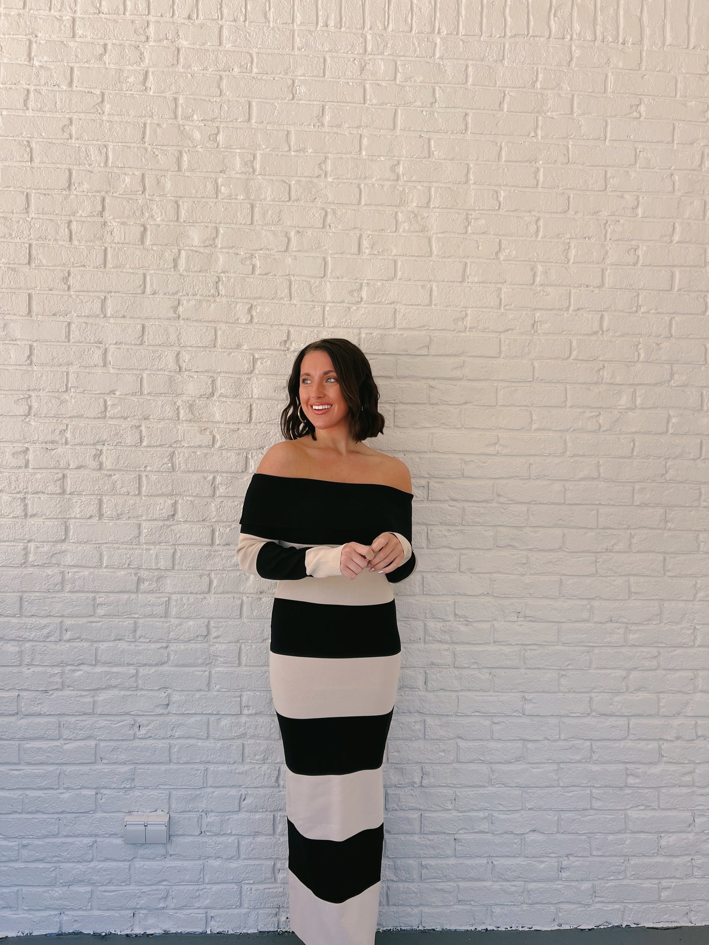 On the Town Dress- Black/Taupe