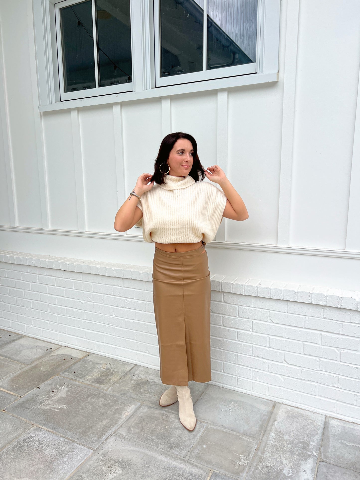 Long Brown Leather Skirt