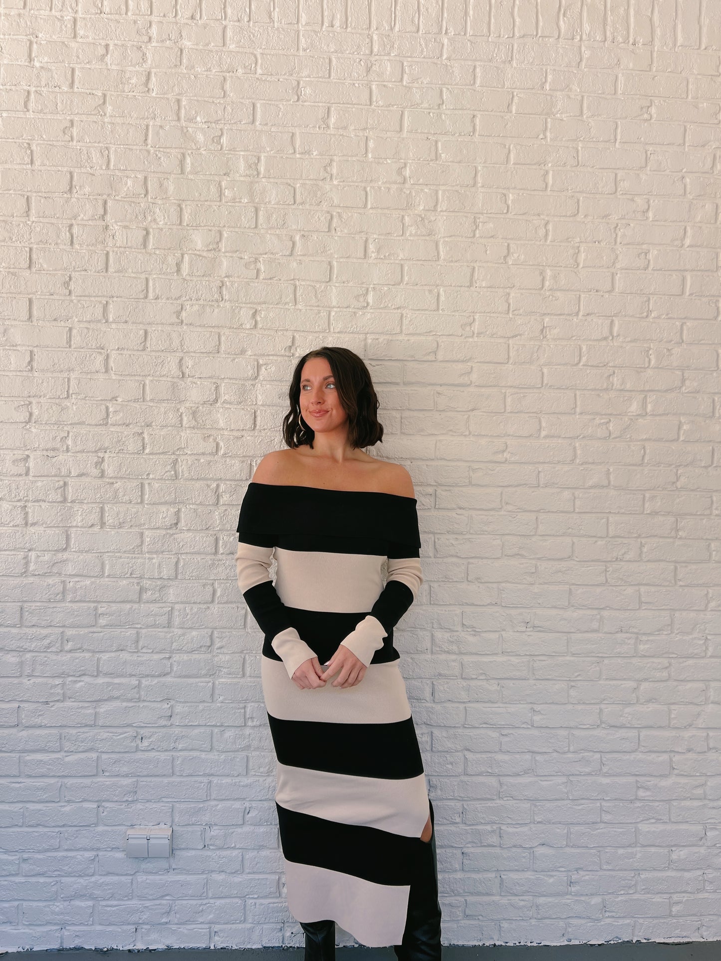On the Town Dress- Black/Taupe