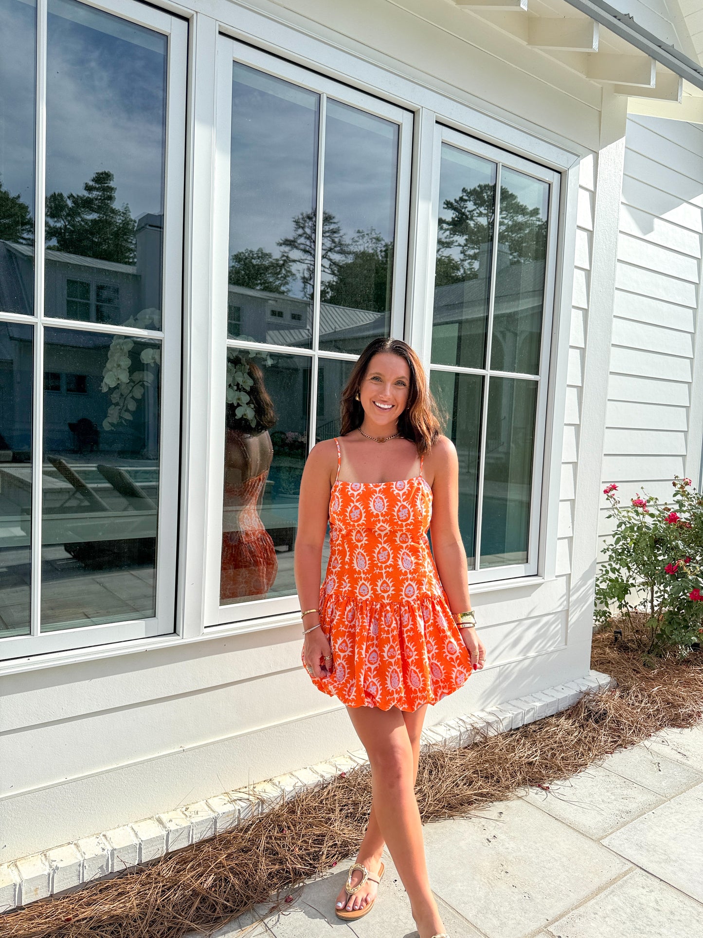 Wish it Was You Dress- Orange Multi