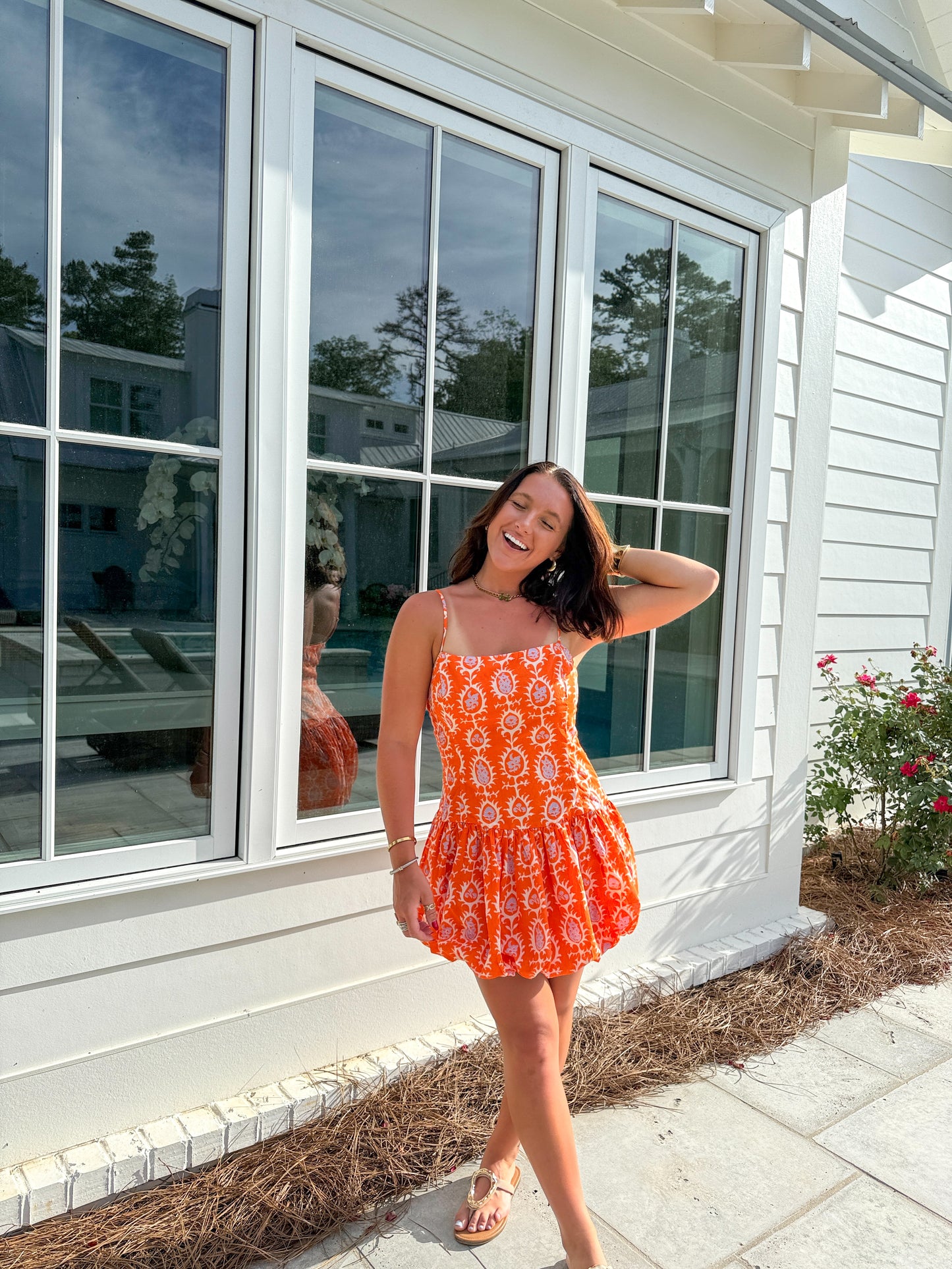 Wish it Was You Dress- Orange Multi