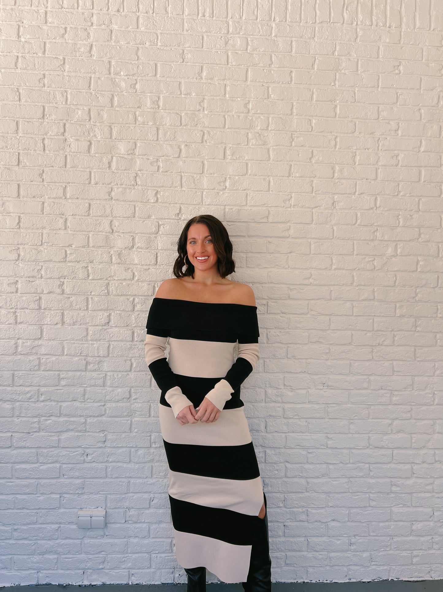 On the Town Dress- Black/Taupe
