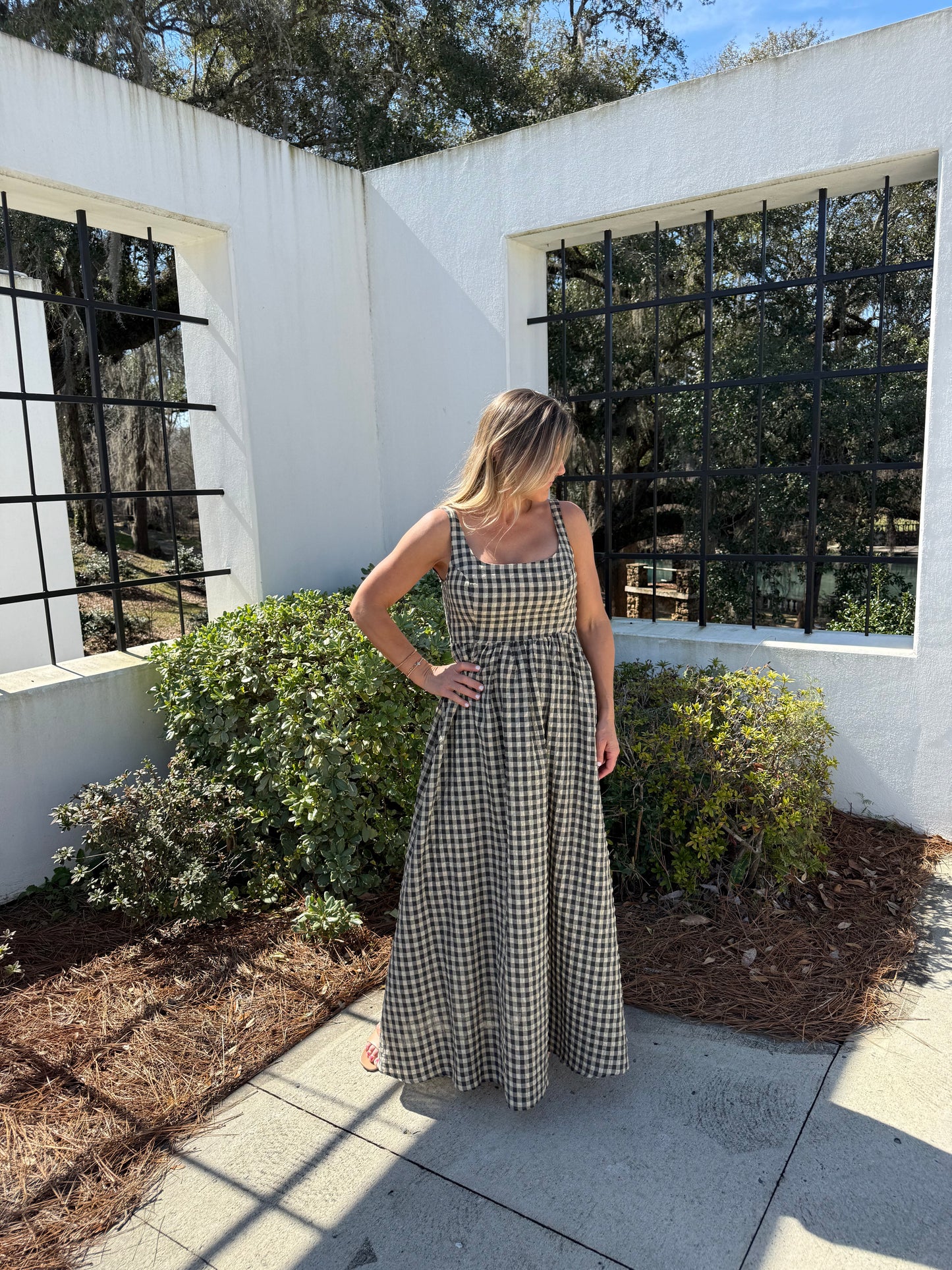 Meadows Dress- Natural Checker