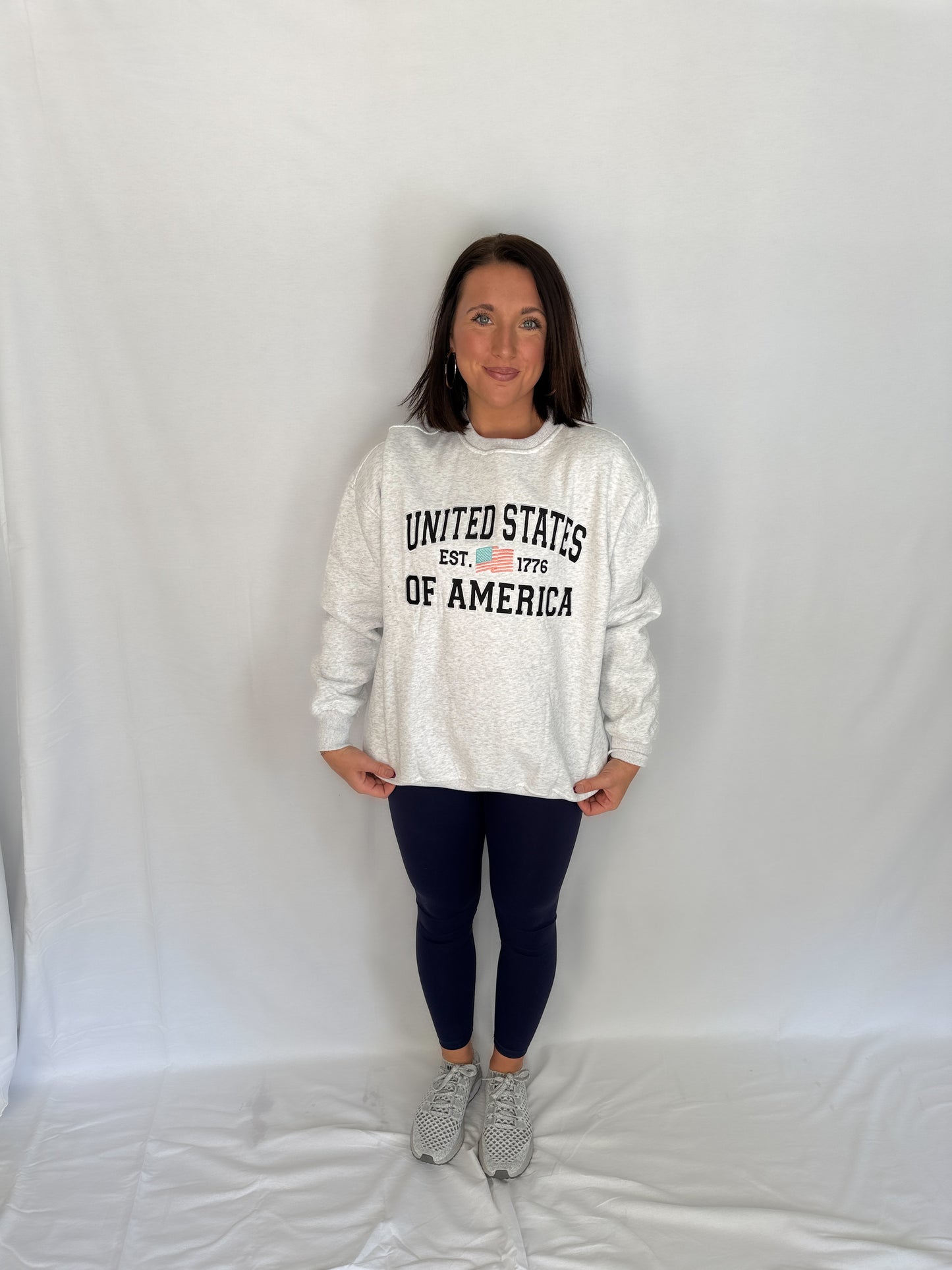 USA sweatshirt- Pearl Grey