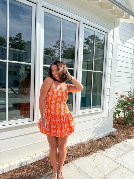 Wish it Was You Dress- Orange Multi