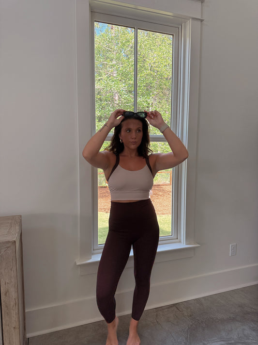 In the Moment Sports Bra- Brown
