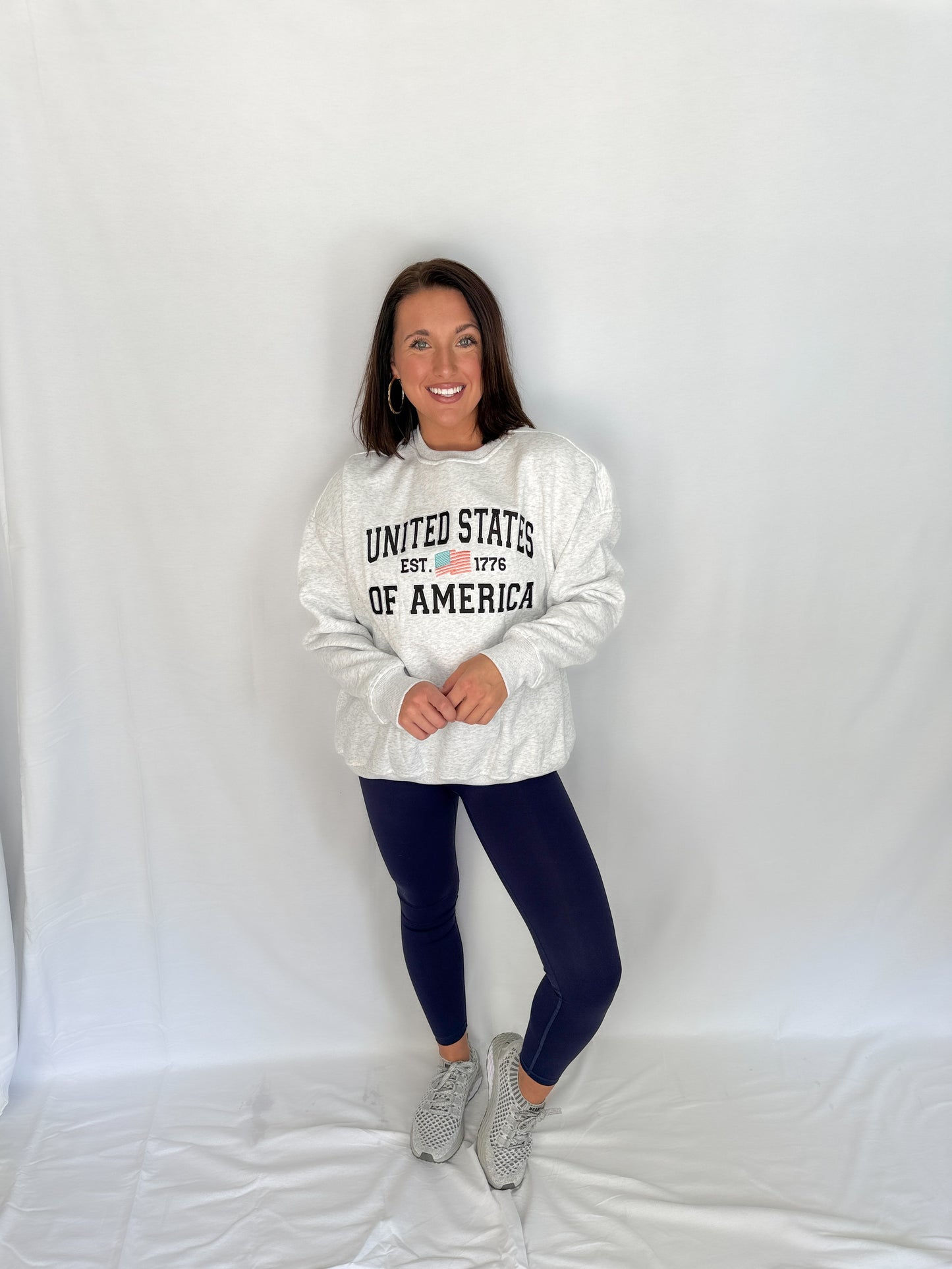 USA sweatshirt- Pearl Grey
