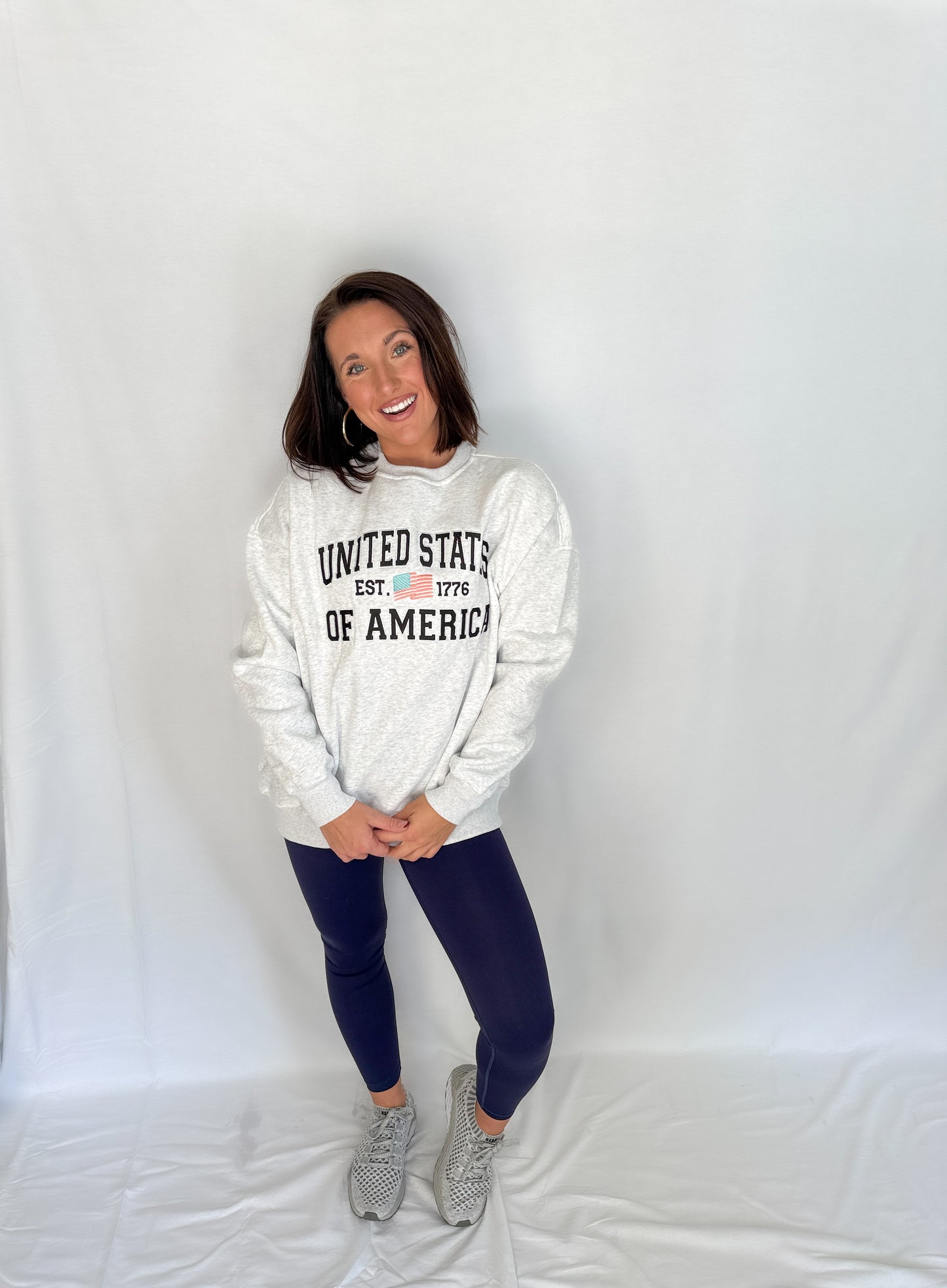 USA sweatshirt- Pearl Grey